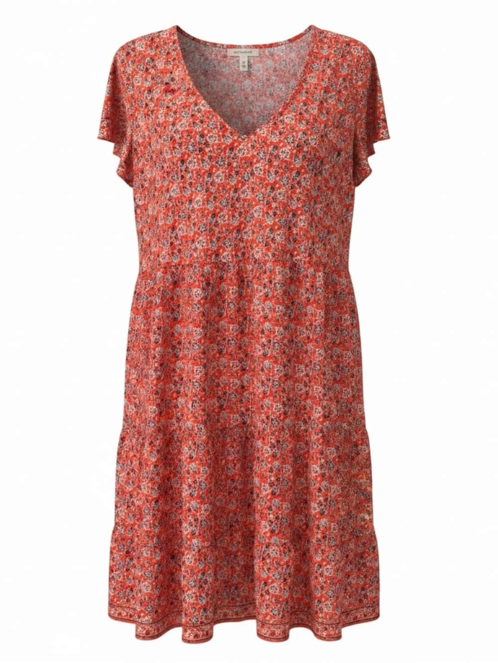 Max Studio Women's Plus Size 2X Flutter Sleeve Printed Flowy Summer Dress